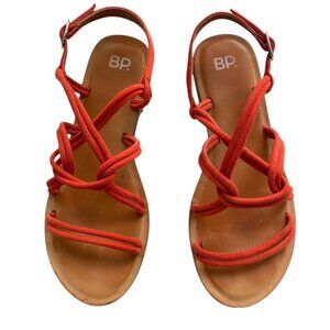 Nordstrom BP Bright Red Knot Strap Flat Sandals Size 7